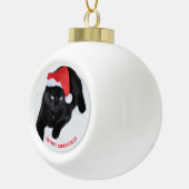 Kat met de Rode Kerstman Keramische Bal Ornament (Rechts)