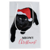 Kat met de Rode Kerstman Medium Cadeauzakje (Voorkant)