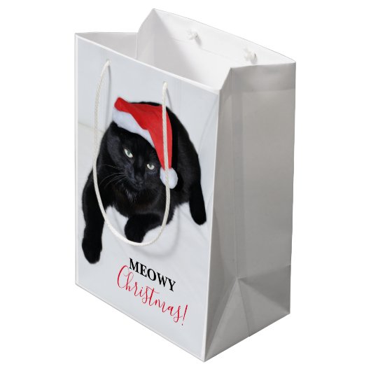 Kat met de Rode Kerstman Medium Cadeauzakje (Achterkant Gekanteld)