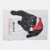 Kat met de Rode Kerstman Theedoek (Horizontaal)