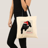 Kat met de Rode Kerstman Tote Bag (Voorkant (product))