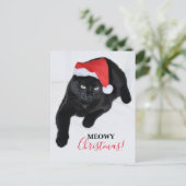 Kat met de Rode Kerstmanhoed Feestdagenkaart (Staand voorkant)