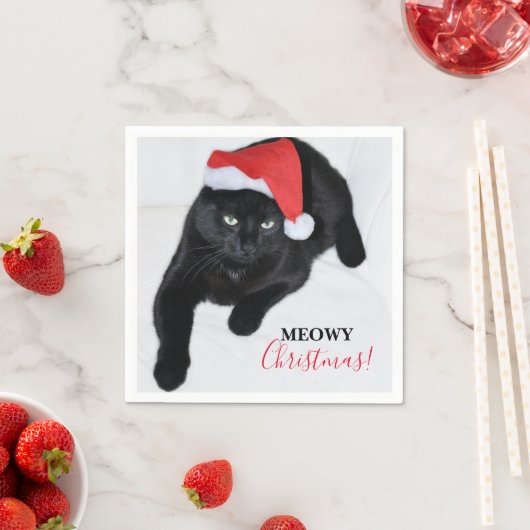 Kat met de rode kerstmuts servet (Insitu)