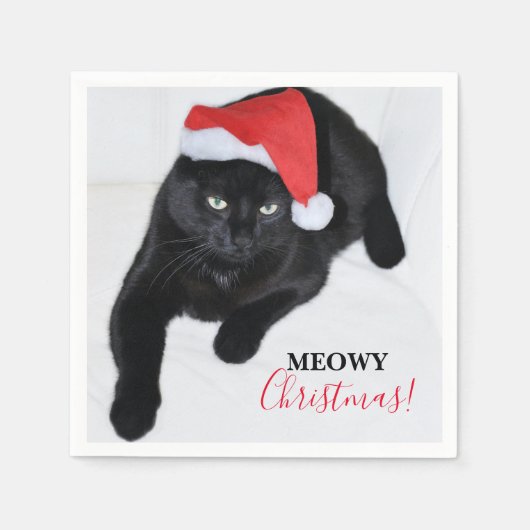 Kat met de rode kerstmuts servet (Voorkant)