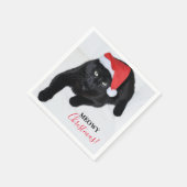 Kat met de rode kerstmuts servet (Hoek)