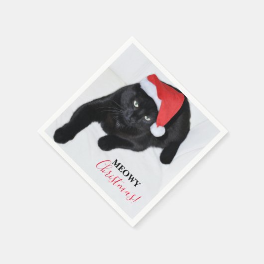 Kat met de rode kerstmuts servet (Hoek)