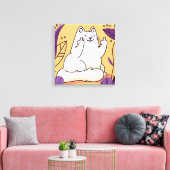 Kat met de vinger canvas afdruk (Insitu (Woonkamer))