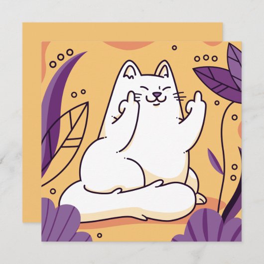 Kat met de vinger feestdagenkaart (Voorkant / Achterkant)