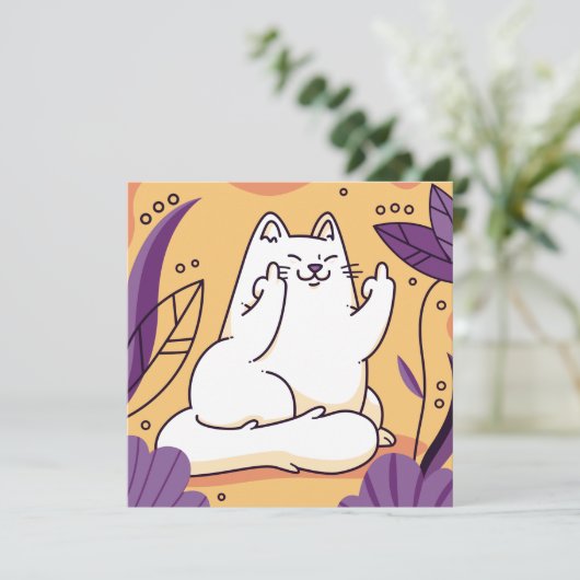 Kat met de vinger feestdagenkaart (Staand voorkant)