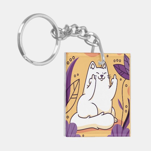 Kat met de vinger sleutelhanger (Voorkant Links)