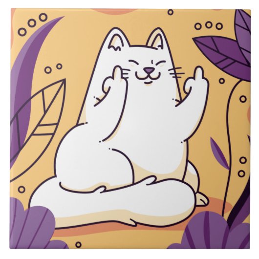 Kat met de vinger tegeltje (Voorkant)