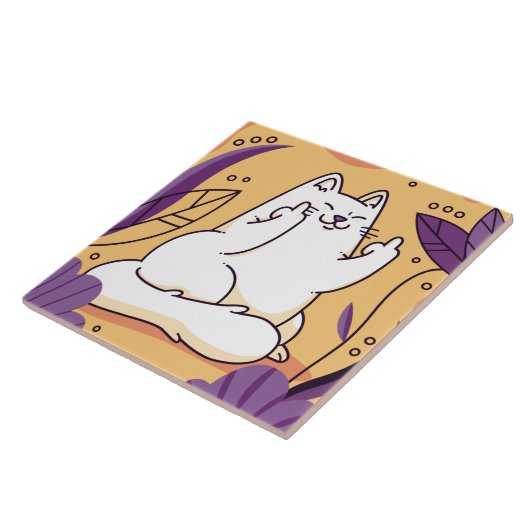 Kat met de vinger tegeltje (Zijkant)