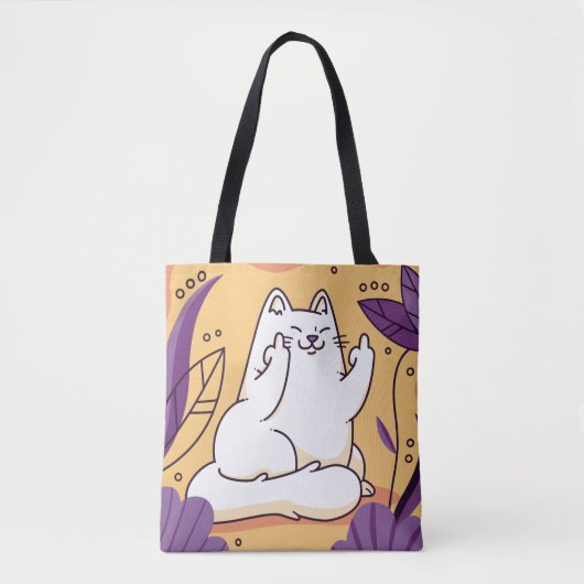 Kat met de vinger tote bag (Voorkant)