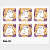 Kat met de vinger vierkante sticker (Vel)