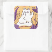 Kat met de vinger vierkante sticker (Tas)