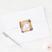 Kat met de vinger vierkante sticker (Envelop)