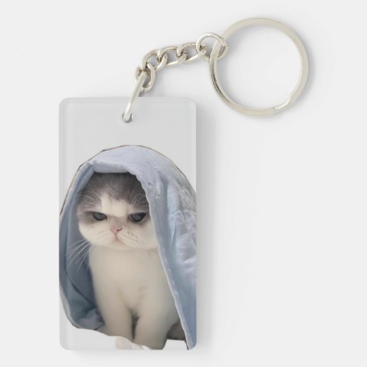 Kat met deken sleutelhanger (achterkant)