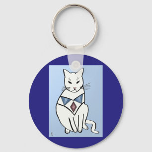 Kat met diamantkraag sleutelhanger