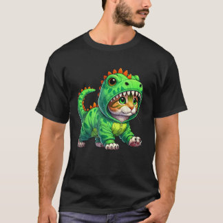 Kat met dinosauruskostuum Halloween Cosplay T.R T-shirt