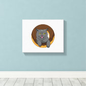Kat met Donut Canvas Afdruk (Insitu (Houten vloer))