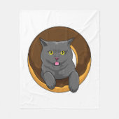 Kat met Donut Fleece Deken (Voorkant)