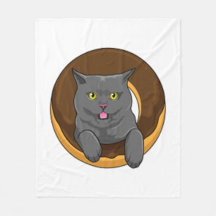 Kat met Donut Fleece Deken