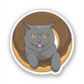 Kat met Donut Sticker (Voorkant)