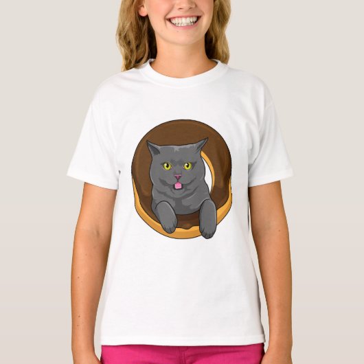 Kat met Donut T-shirt (Voorkant)