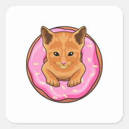 Kat met Donut Vierkante Sticker
