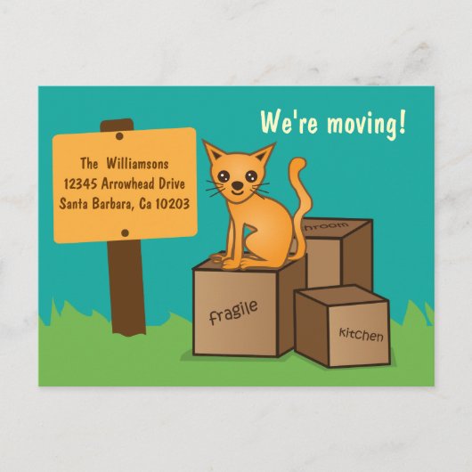 Kat met dozen - We're Moving Post Kaart (Voorkant)
