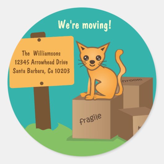 Kat met dozen - We're Moving - Sticker (Voorkant)
