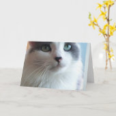 Kat met droevige ogen kaart (Gele Bloem)