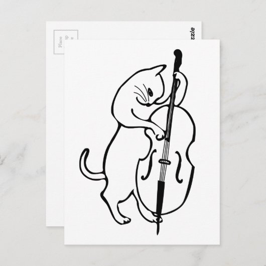 Kat met dubbele bas briefkaart (Voorkant / Achterkant)