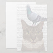 Kat met duif op kop briefpapier (Voorkant / Achterkant)