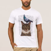 Kat met duif op kop t-shirt (Voorkant)