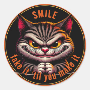 Kat met een attitude ronde sticker