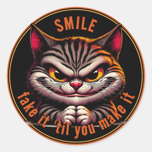 Kat met een attitude ronde sticker (Voorkant)