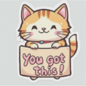 Kat met een bordje sticker (Voorkant)