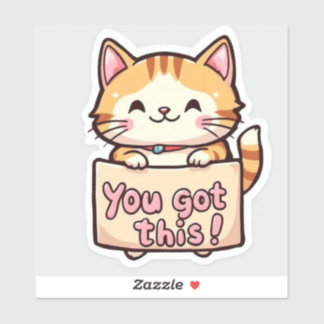 Kat met een bordje sticker