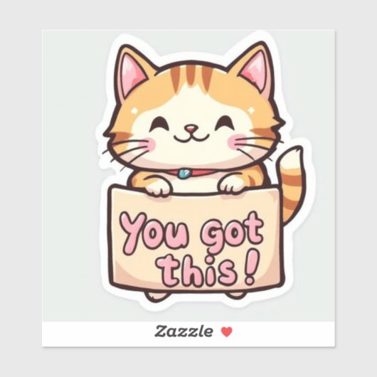 Kat met een bordje sticker (Vel)