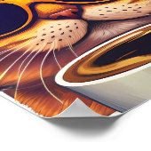 kat met een bril drink koffie poster (Hoek)