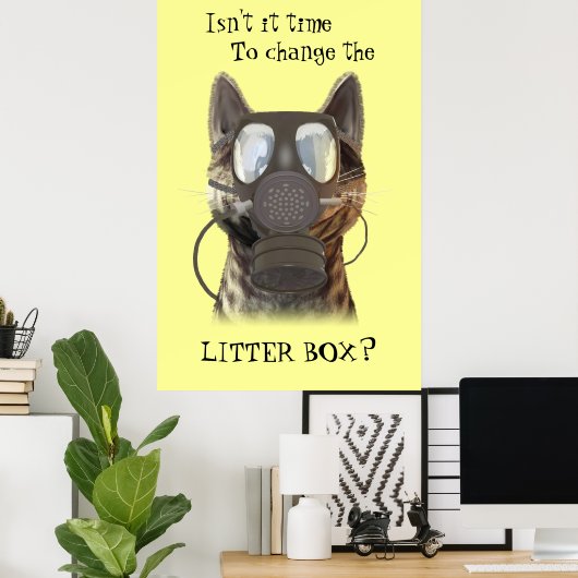 Kat met een gasmasker poster (Thuiskantoor)
