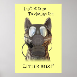 Kat met een gasmasker poster