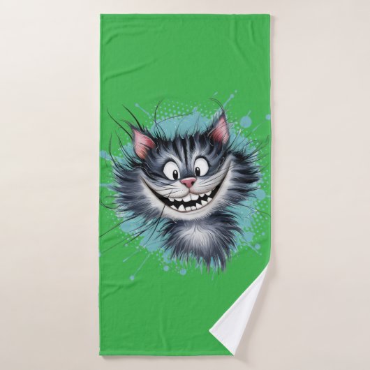 Kat met een glimlach. badhanddoek (Badhanddoek)