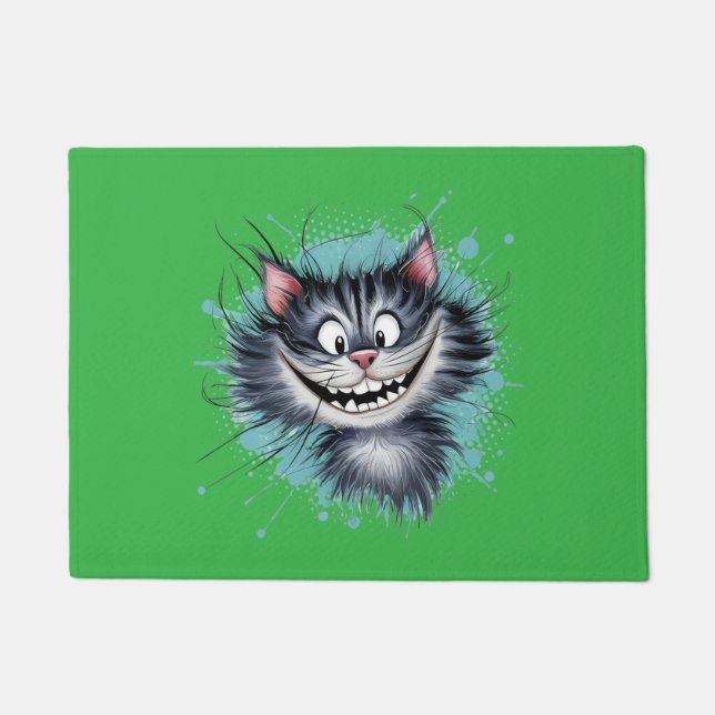 Kat met een glimlach. deurmat (Voorkant)