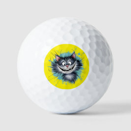 Kat met een glimlach. golfballen