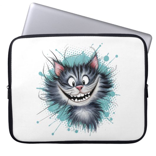 Kat met een glimlach. laptop sleeve (Voorkant)
