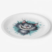 Kat met een glimlach. papieren bordje (Gekanteld)