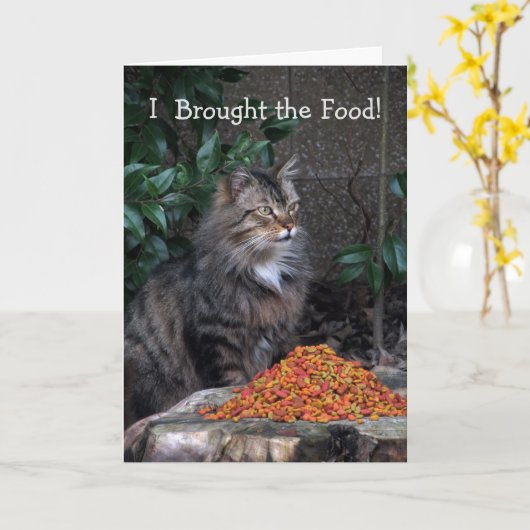 Kat met een Grateful Heart Birthday-kaart Kaart (Gele Bloem)