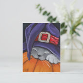 Kat met een heks Pet Halloween Briefkaart (Staand voorkant)